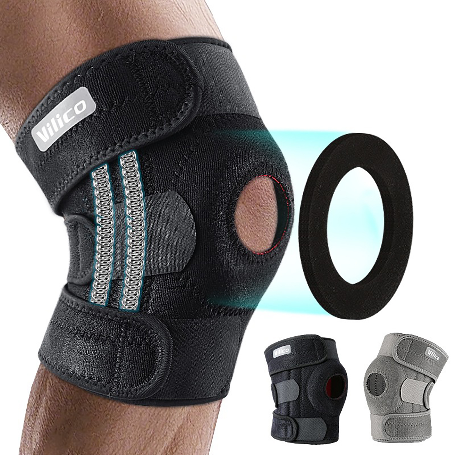 Knee Sleeve Pair - Knee Brace with Side Stabilizers Breathable